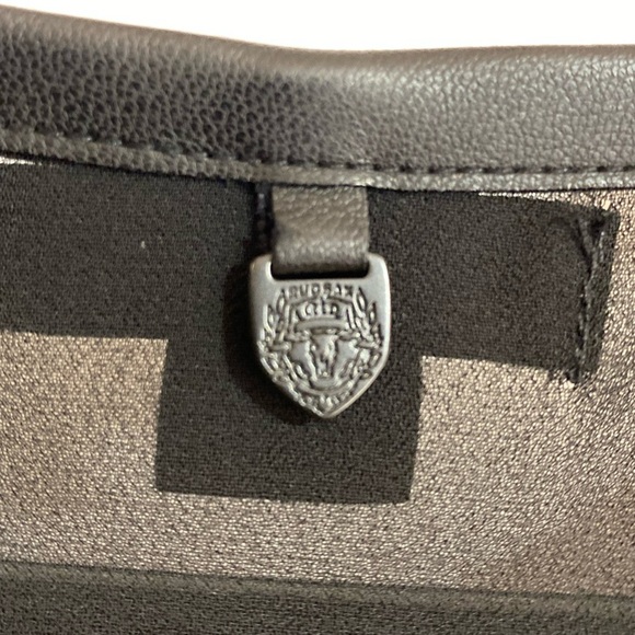 Rudsak Sheer Ruffled Sleeveless Tassel Faux Leather Black Blouse Size Medium - Picture 9 of 10